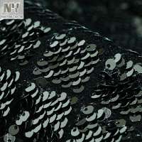 Nanyee Textile Pure Black Full-over Sequin Embroidery Velvet Fabric