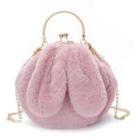 Metal Clasp Portable Furry Rabbit Ear Bags Handbag 2019 Autumn and Winter New Type Women Bag Shoulder Bag